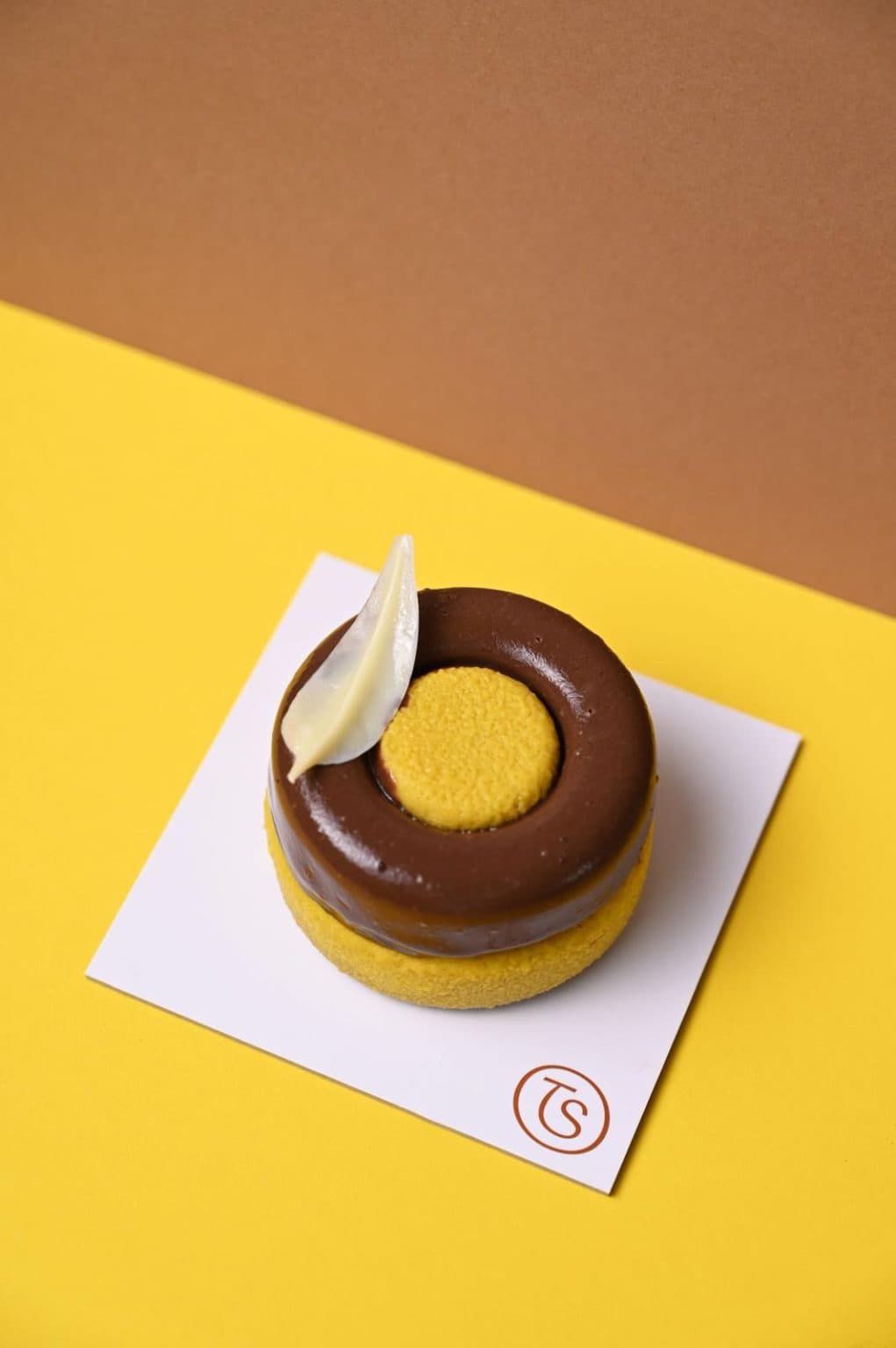 Elegant individual portion dessert with layered chocolate